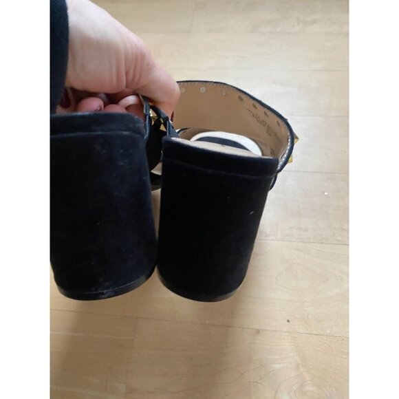 Adrienne Vittadini "Anisette" slide Sandal Mule black sz 6M block heel studded - Picture 6 of 7